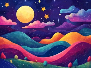 美好的夜晚插画