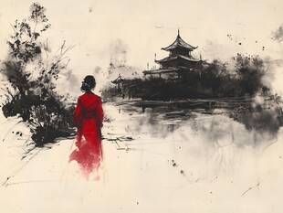 古风人像水墨山水