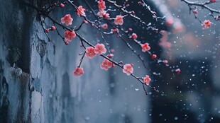 冻雨中的梅花