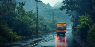 雨中赶路