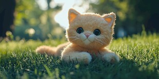 草地玩耍的小花猫