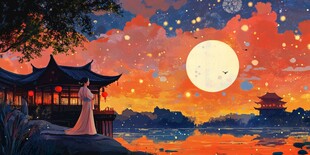 插画爱晚亭