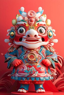 舞狮包装插画