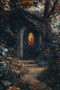 树木树叶树下小木屋