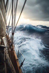 大海帆船波浪波涛汹涌