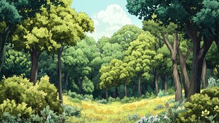 春天森林插画