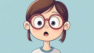 戴眼镜女孩插画