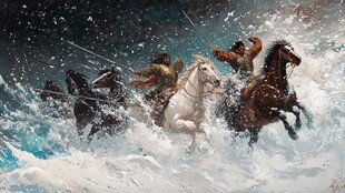 马群过河马蹋水花