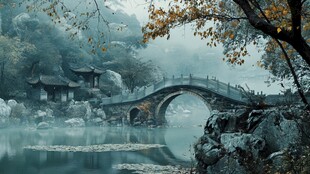 山水楼阁雅致意境风