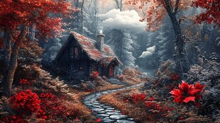 秋天森林画秋天壁纸