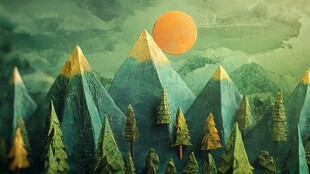 山风景插画包装