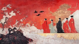 水墨故宫插画红墙