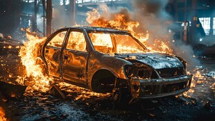 火灾烧毁的汽车