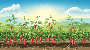 辣椒地插画