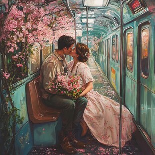 唯美浪漫情侣插画