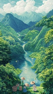 插画山水风景