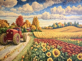 巨幅田园风景画