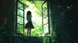 看着窗外的女生