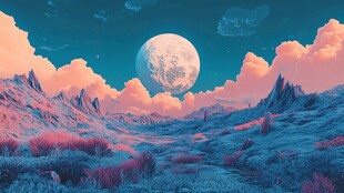 粉红色的超现实风景