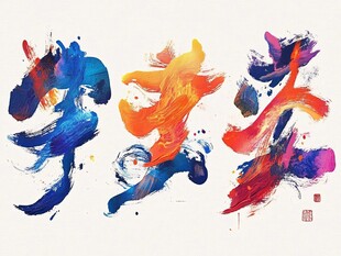 彩色创意墨舞素材