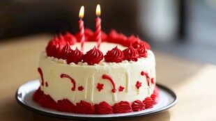 插满蜡烛的生日蛋糕