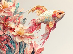 立体画素材金鱼立体画