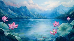 油画荷花荷花画