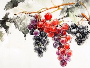 高清手绘葡萄