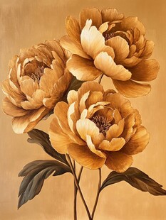 高精手绘黄金拉丝花卉