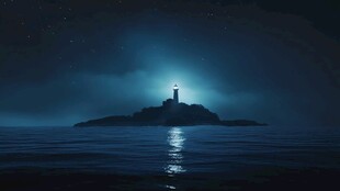 夜晚灯光海上加油