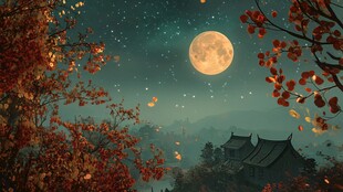 禅境秋夜极品意境插画