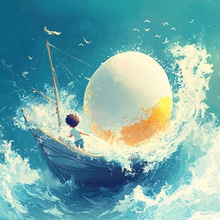 孤舟插画
