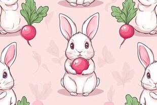 萌兔动物水果图案