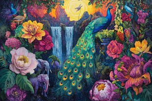 梦幻花鸟油画