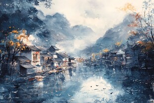 唯美古风场景插画