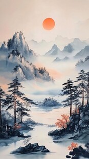 日出山水画