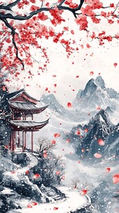 雪景古风插画