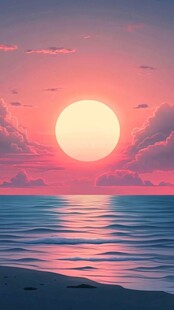 海边落日插画