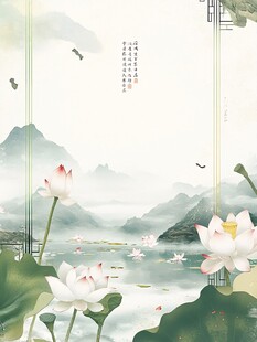 新中式山水荷花