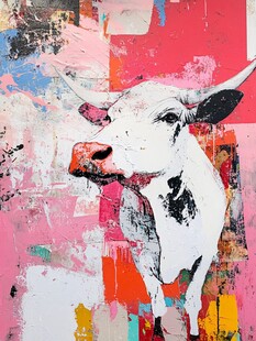 彩绘山羊流行抽象画