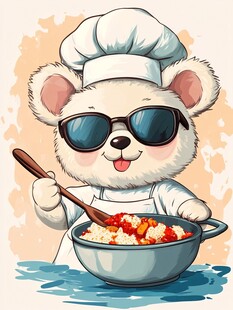 卡通霸气小熊拿着大勺