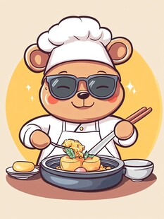 卡通霸气小熊厨师
