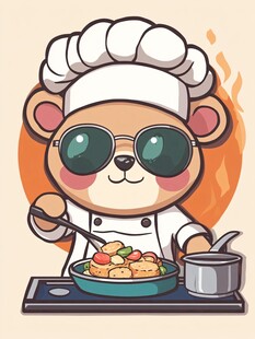 卡通霸气小熊厨师