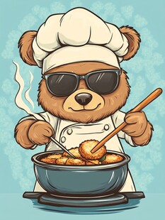 卡通霸气小熊厨师