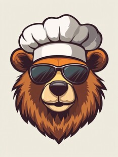 卡通霸气小熊厨师