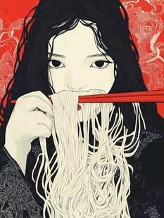 吃面插画
