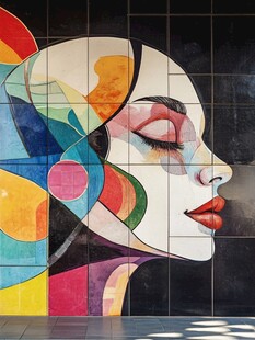 人脸色块拼接装饰画