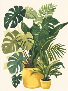 绿植盆栽插画