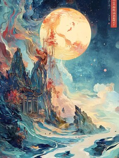 天界晓钟风景插画