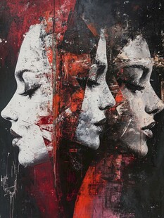 人脸色块拼接装饰画